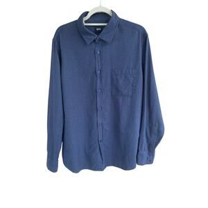 Hugo Boss Shirt XL Regular Fit Cotton Button Down Blue Long Sleeve Casual Sporty